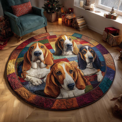 Basset Hounds Quilted Round Mat GFTOMA8659