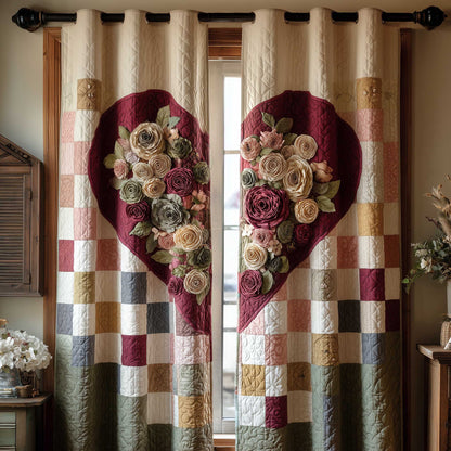 Floral Rose Quilted Curtains GFTOMA8802