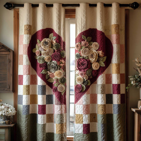 Floral Rose Quilted Curtains GFTOMA8802