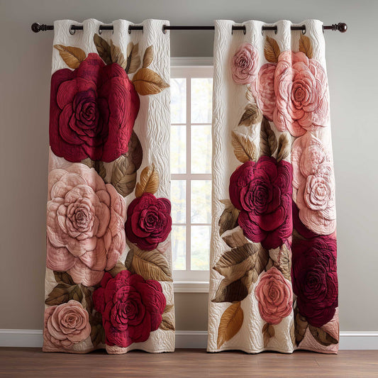 Floral Rose Quilted Curtains GFTOMA8806