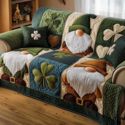 Shamrock Gnome Quilted Sofa Cover GFTOMA8852