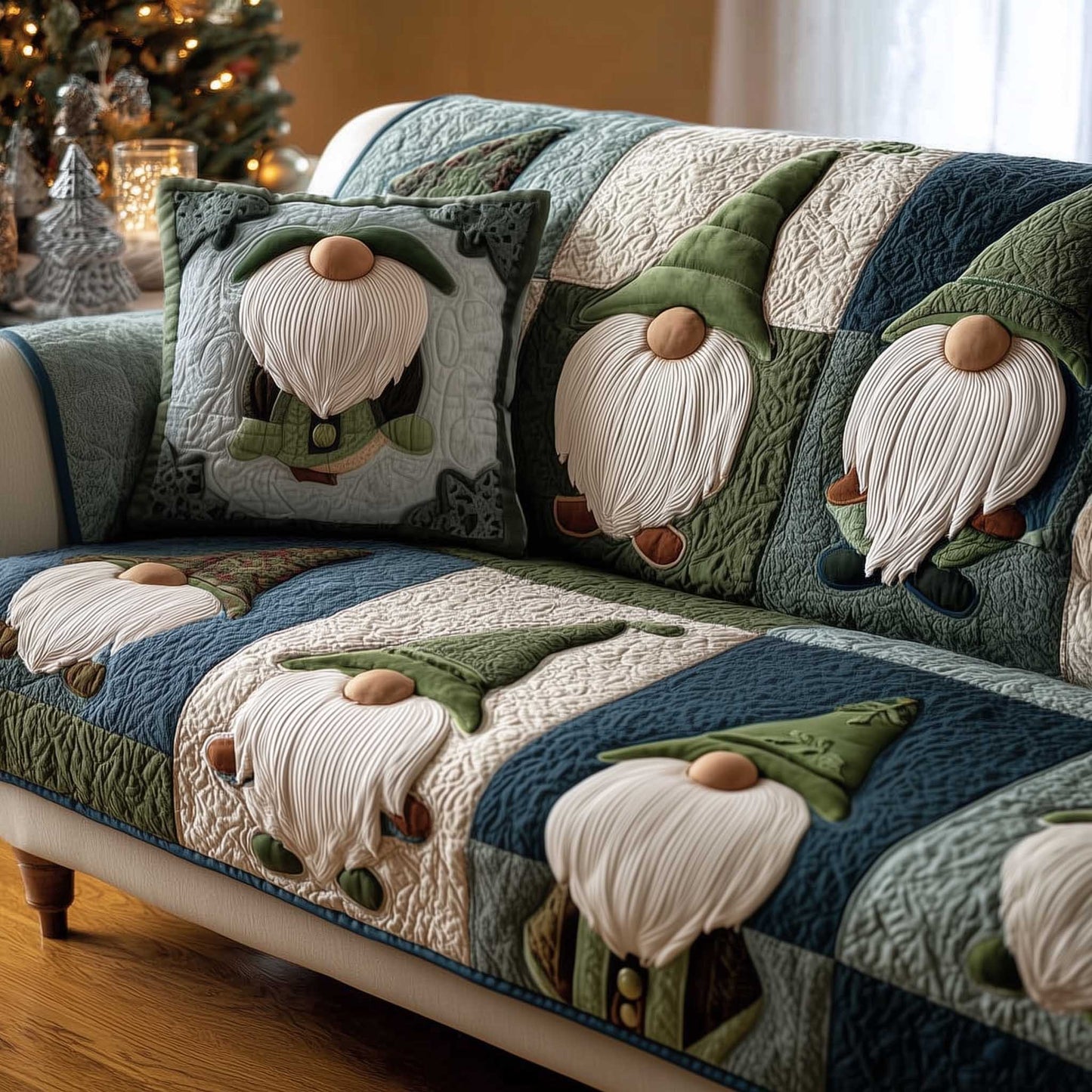 Shamrock Gnome Quilted Sofa Cover GFTOMA8853