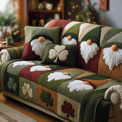 Shamrock Gnome Quilted Sofa Cover GFTOMA8854