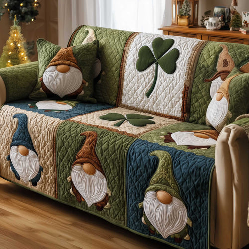 Shamrock Gnome Quilted Sofa Cover GFTOMA8855