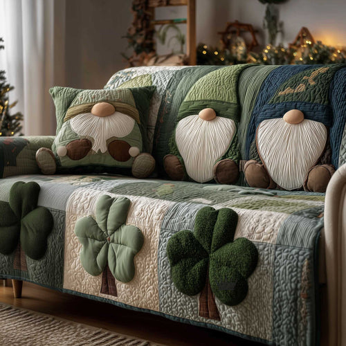 Shamrock Gnome Quilted Sofa Cover GFTOMA8856