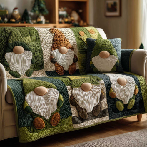 Shamrock Gnome Quilted Sofa Cover GFTOMA8857