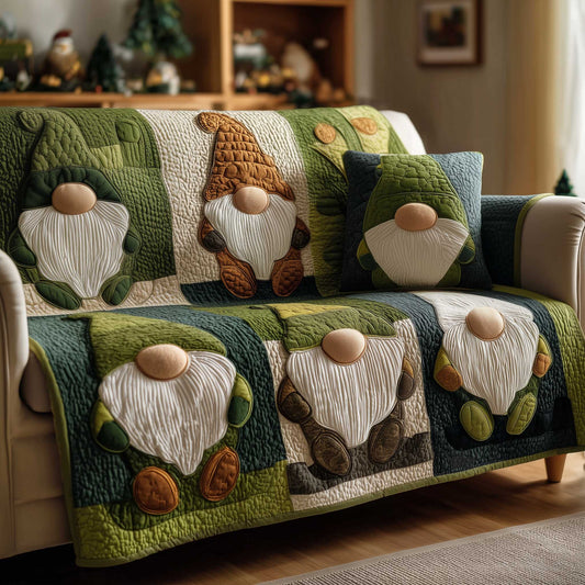 Shamrock Gnome Quilted Sofa Cover GFTOMA8857