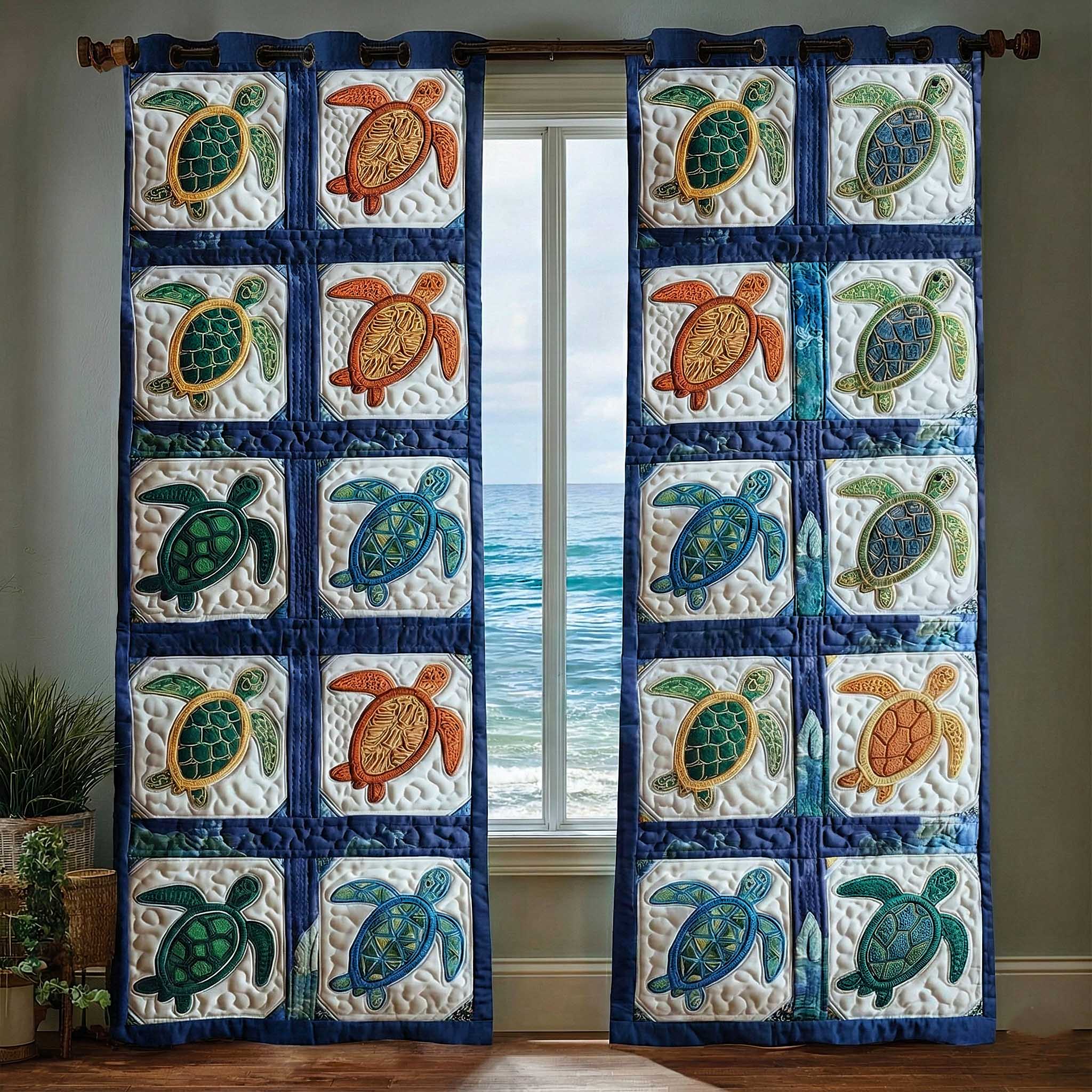 Turtle Oasis Quilted Curtains GFTOMA8881 – Patchique Store