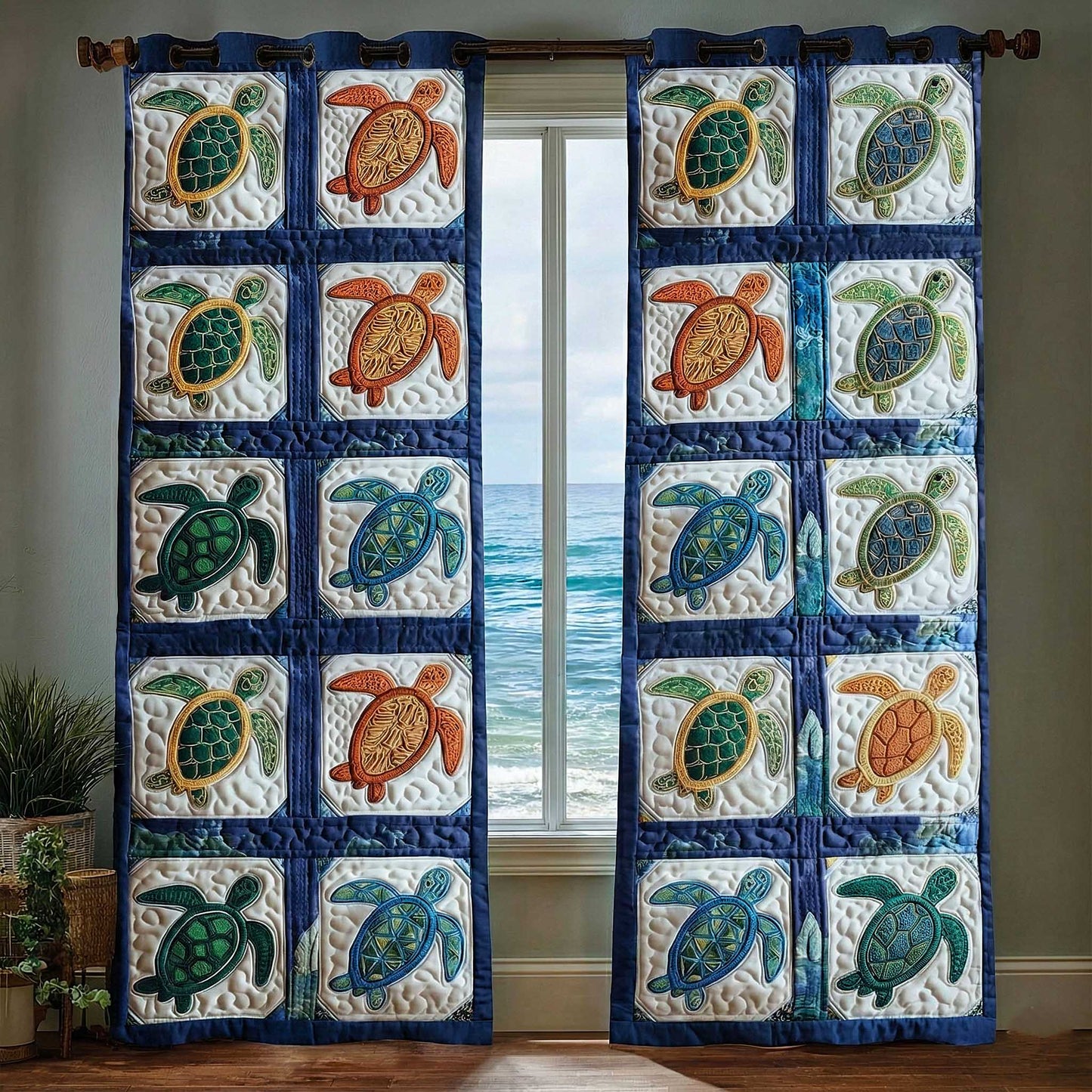 Turtle Oasis Quilted Curtains GFTOMA8881