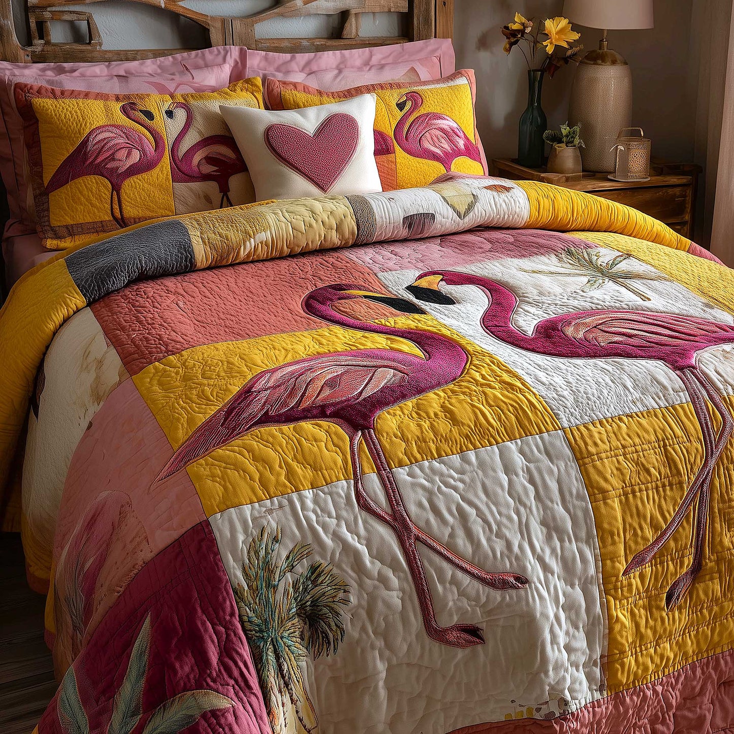 Flamingo 3-Piece Quilted Bedding Set GFTOMA8901