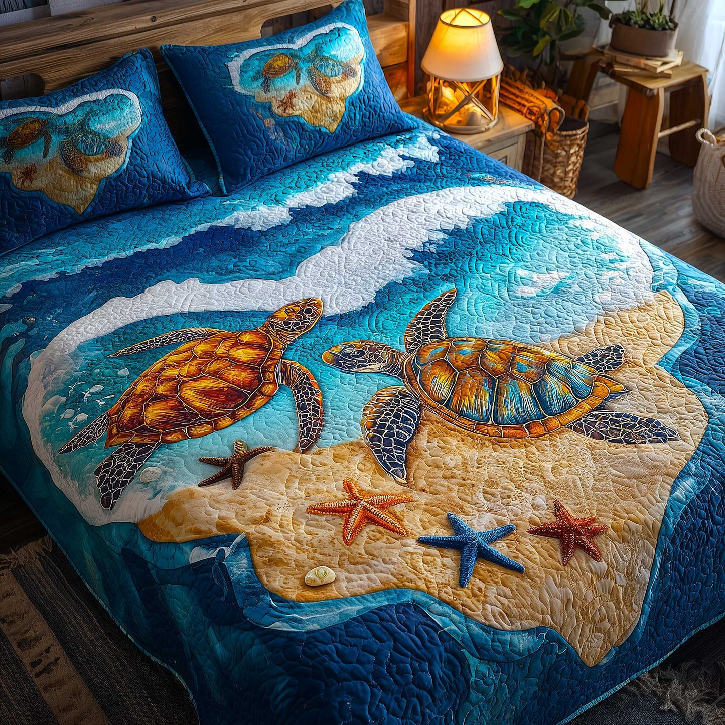 Turtle Oasis 3-Piece Quilted Bedding Set GFTOMA8912