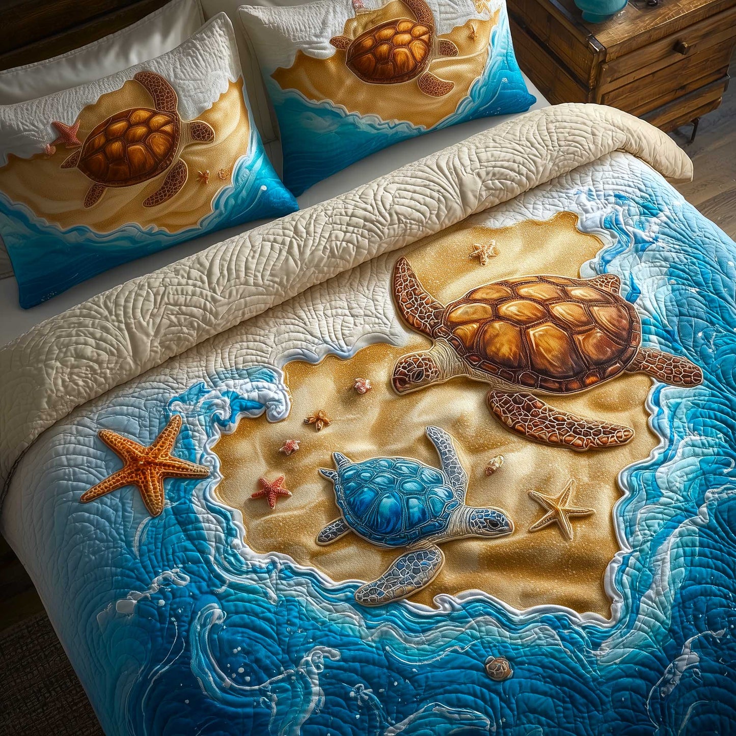 Turtle Oasis 3-Piece Quilted Bedding Set GFTOMA8913