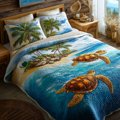 Turtle Oasis 3-Piece Quilted Bedding Set GFTOMA8915