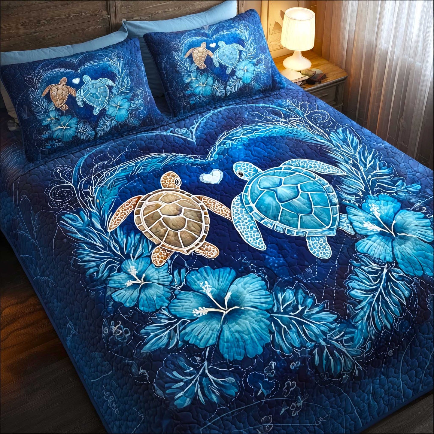 Turtle Oasis 3-Piece Quilted Bedding Set GFTOMA8916