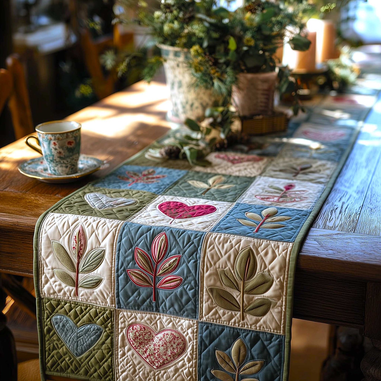 Leaf Pattern Quilted Table Runner GFTOMA9022