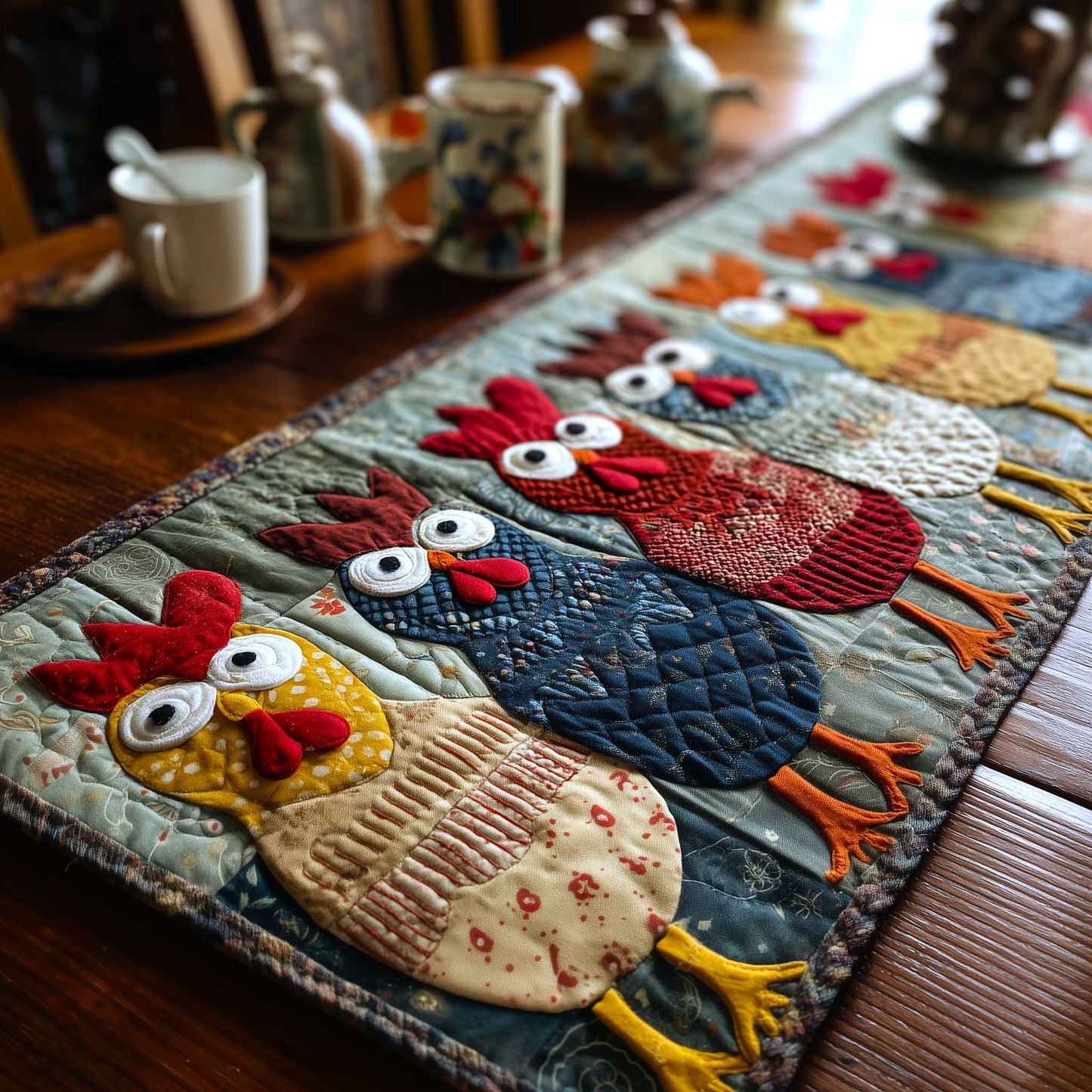 Funny Chickens Quilted Table Runner GFTOMA9040