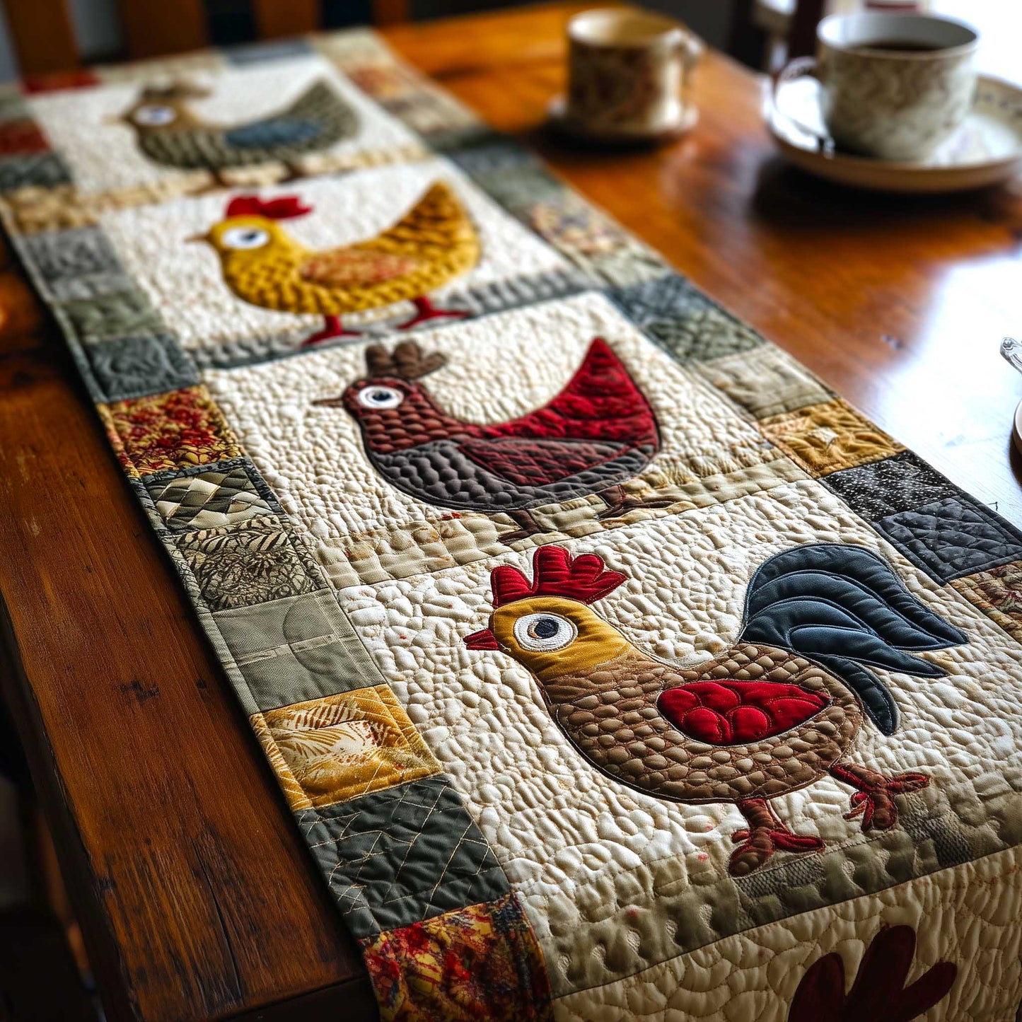 Funny Chickens Quilted Table Runner GFTOMA9043