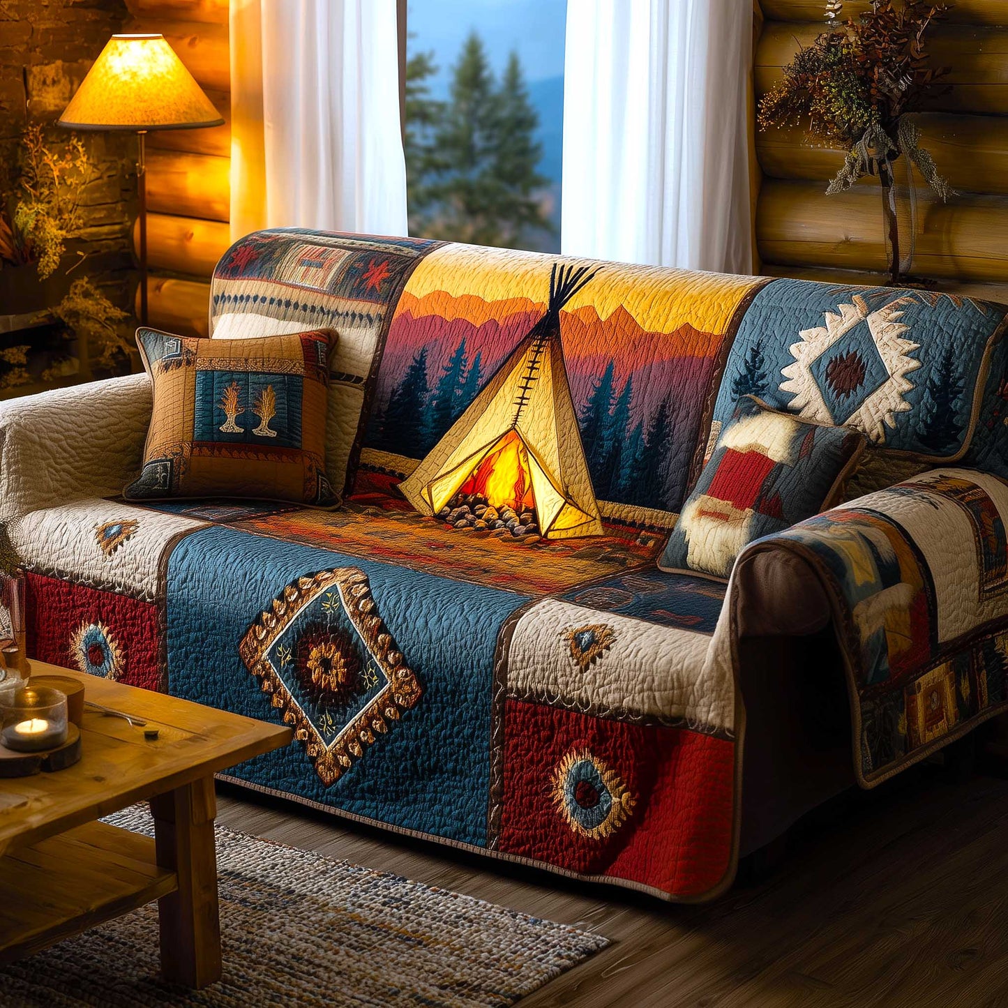 Tribal Comfort Quilted Sofa Cover GFTOMA9086