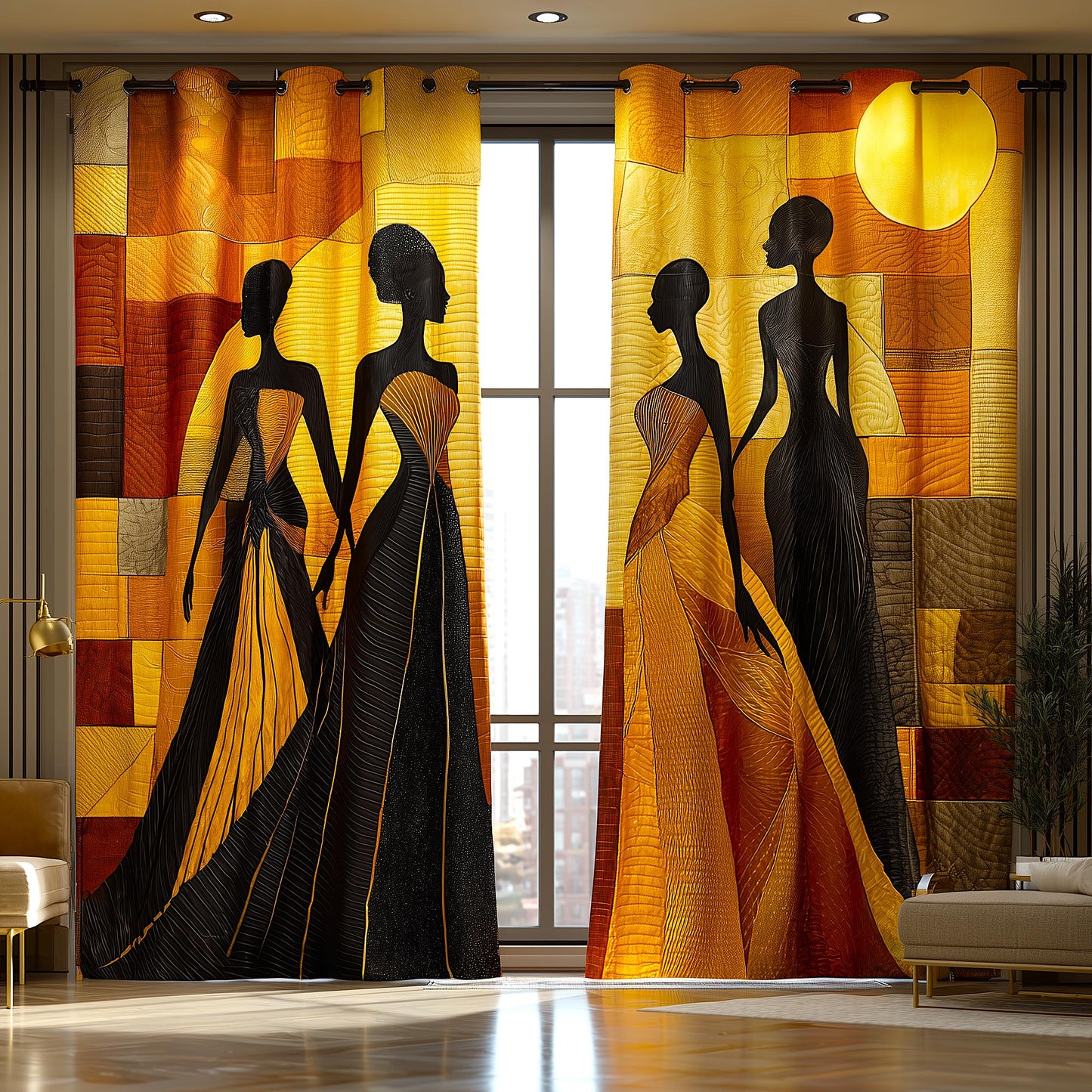 African Sunlight Quilted Curtains GFTOMA9136