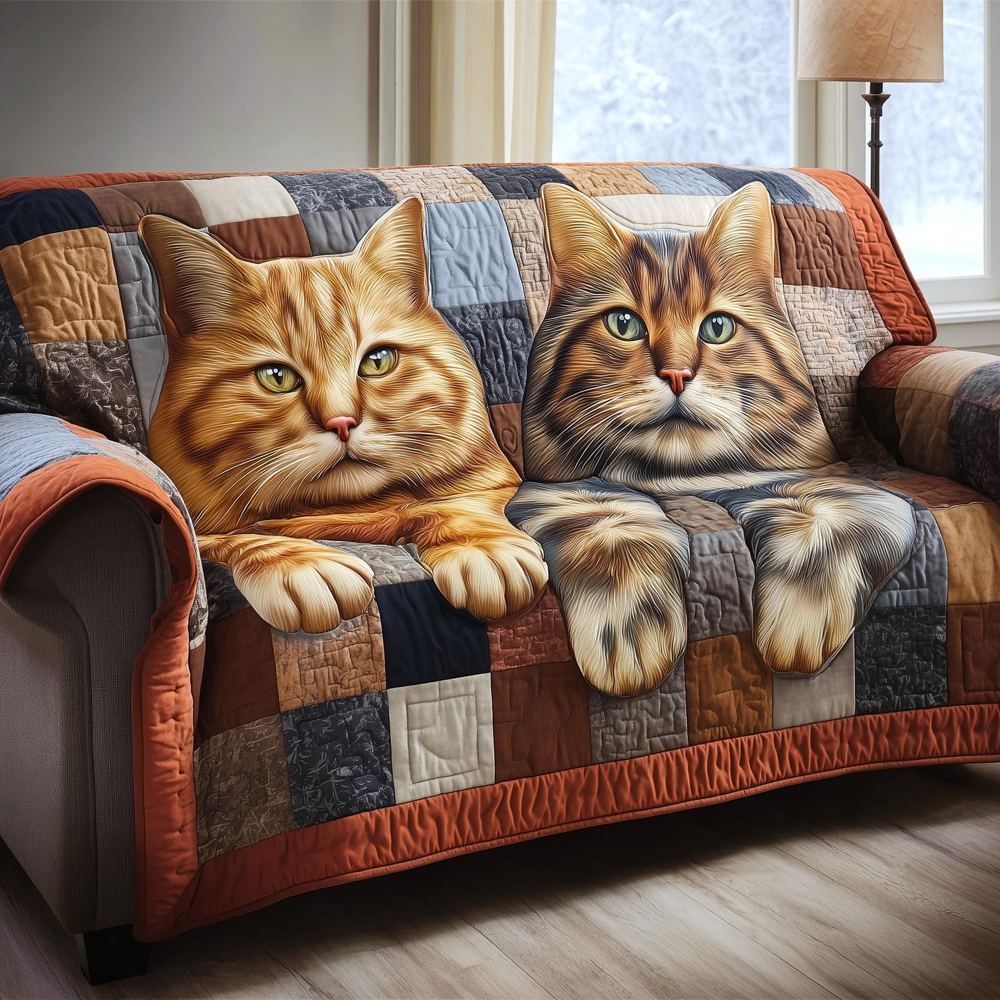 Playful Cats Quilted Sofa Cover GFTOMA9179