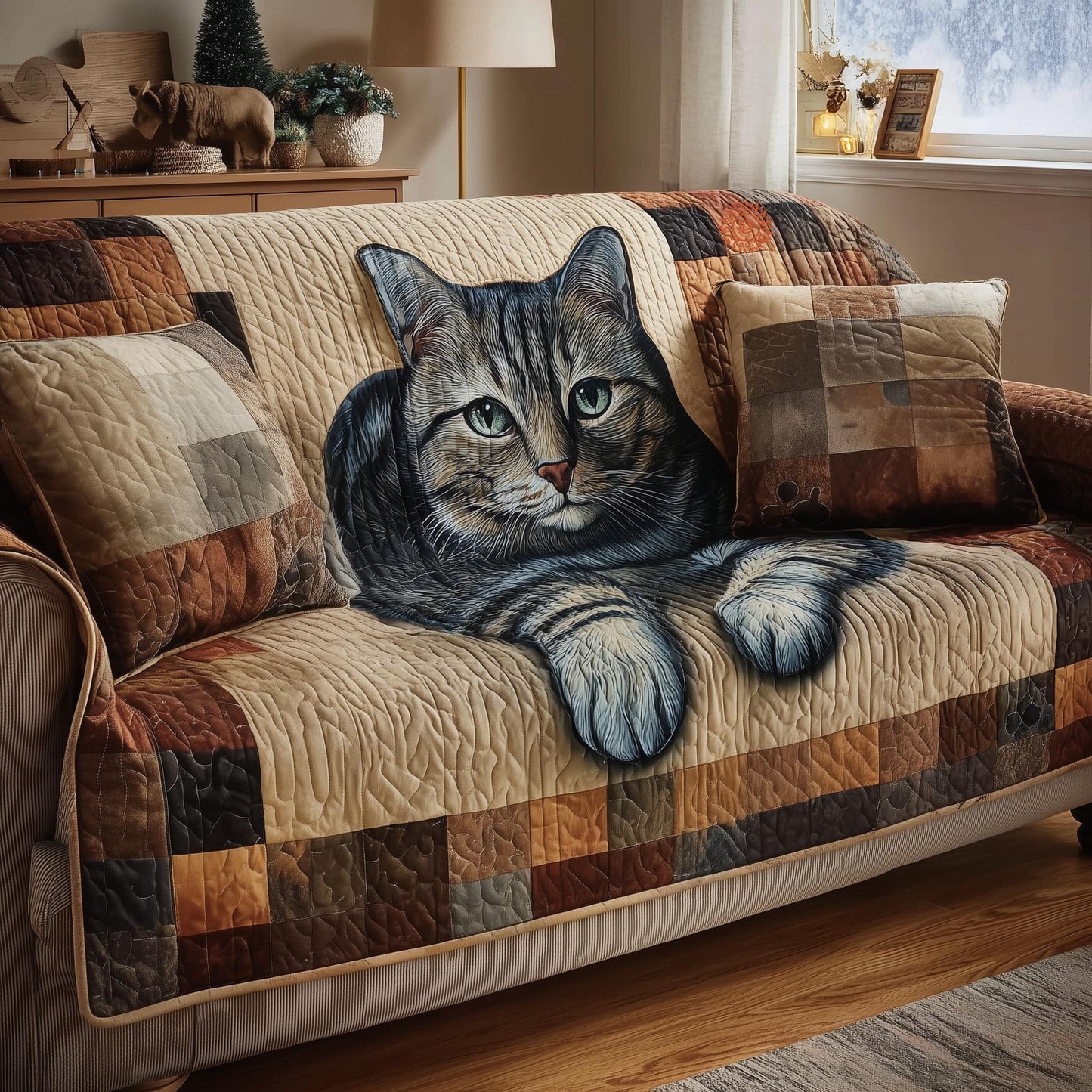 Whisker Paws Quilted Sofa Cover GFTOMA9181