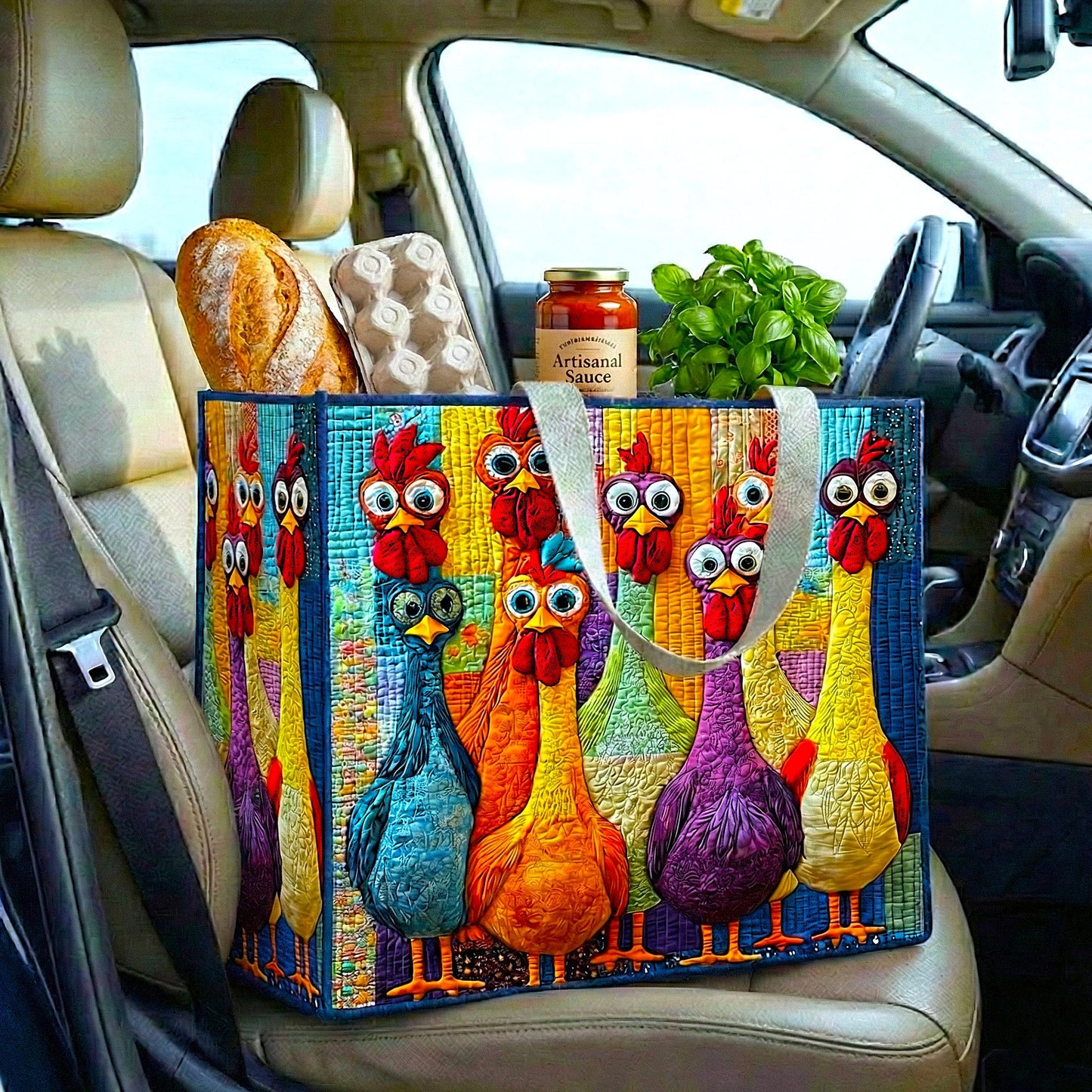 Funny Chicken Quilted Shopping Bag GFTOMA9203