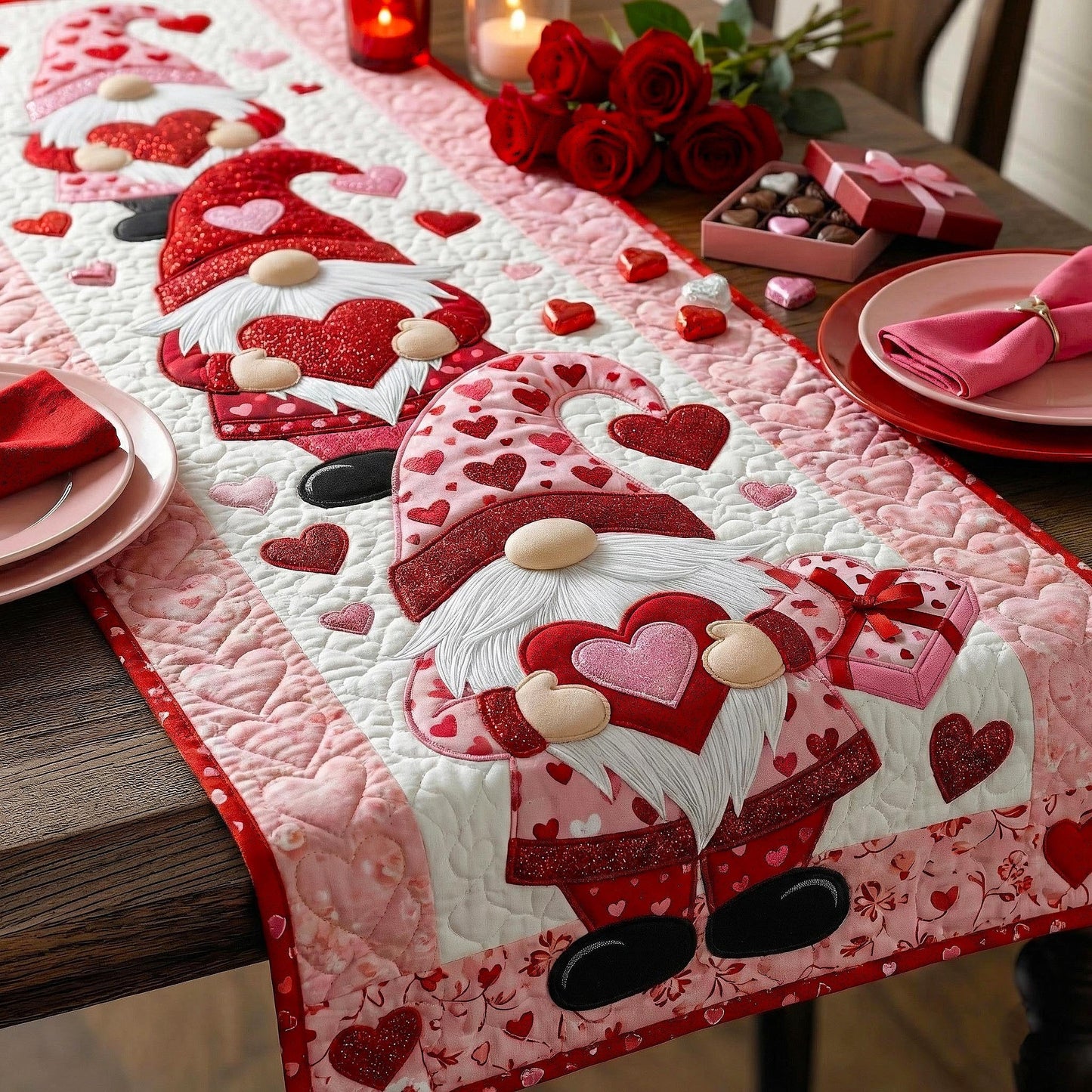 Love Gnome Quilted Table Runner GFTOMA9290