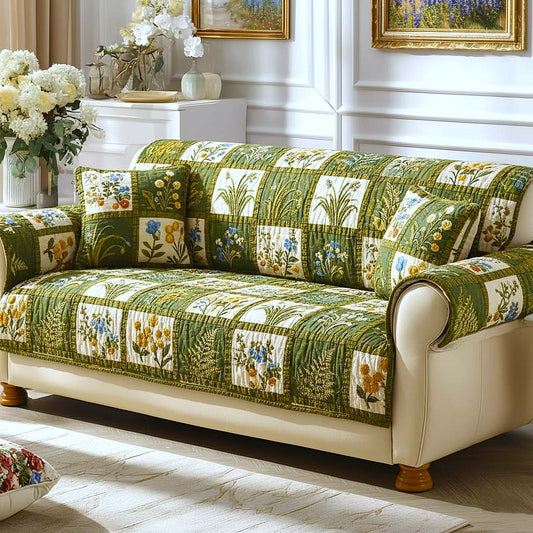 Stitched Garden Quilted Sofa Cover GFTOMA9296