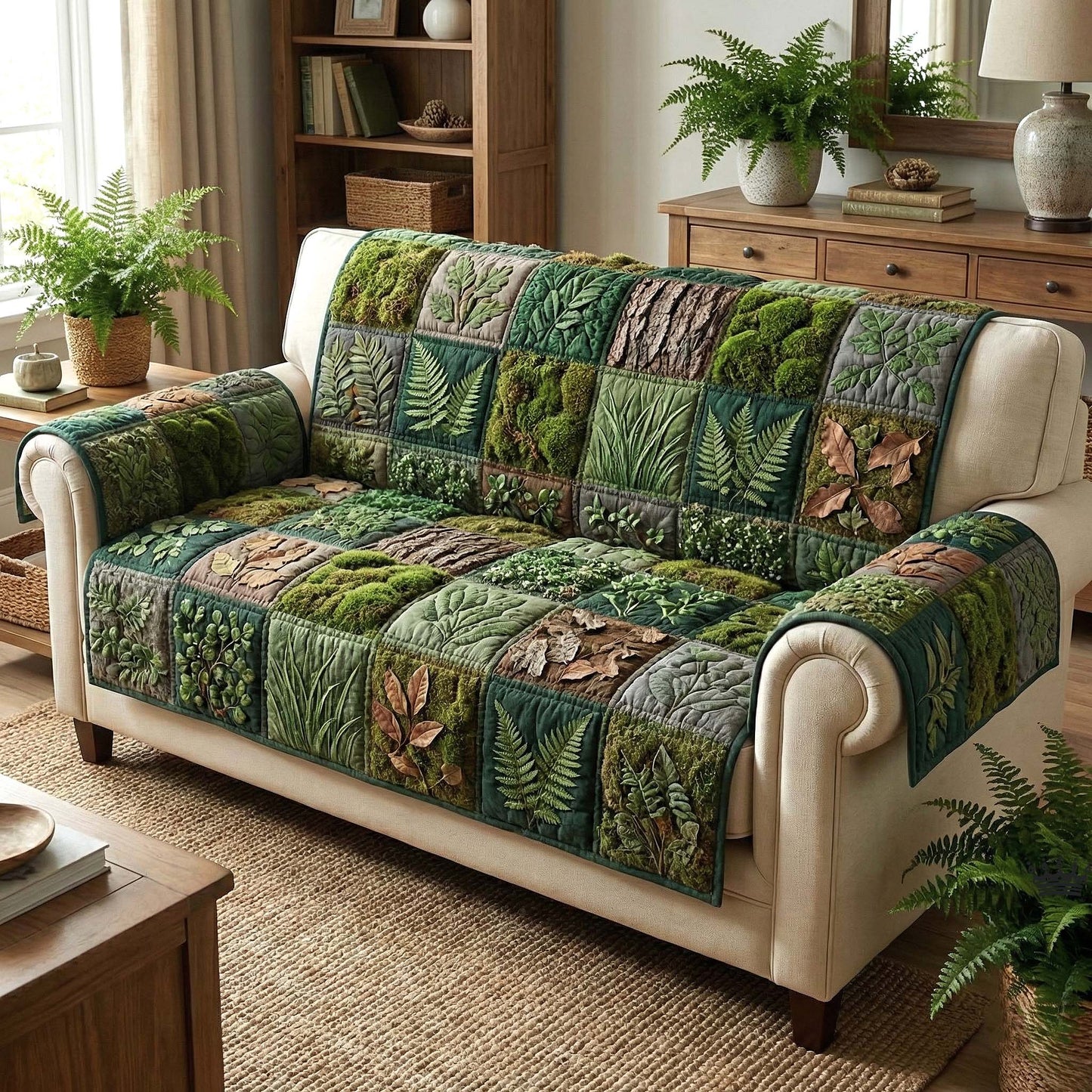 Stitched Garden Quilted Sofa Cover GFTOMA9299