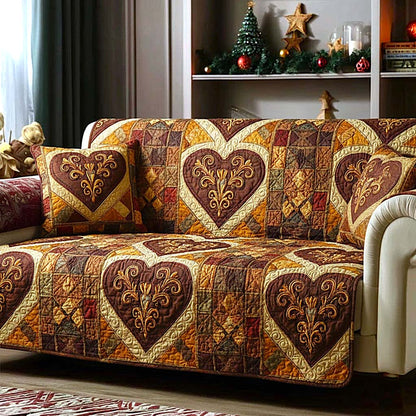Rustic Heart Quilted Sofa Cover GFTOMA9302