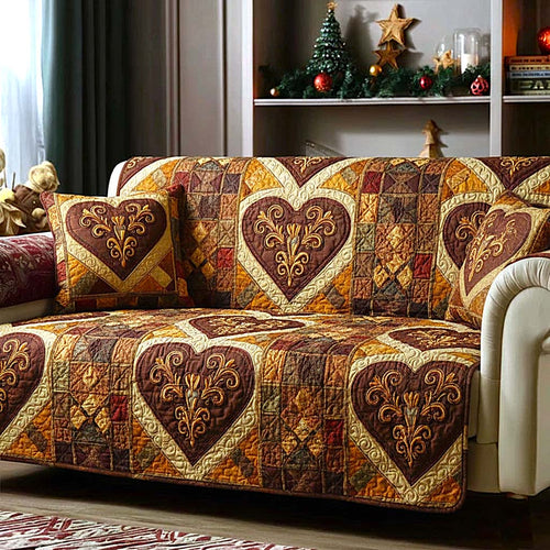 Rustic Heart Quilted Sofa Cover GFTOMA9302