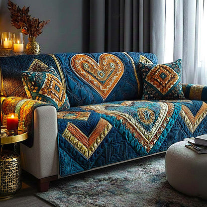 Heritage Heart Quilted Sofa Cover GFTOMA9303