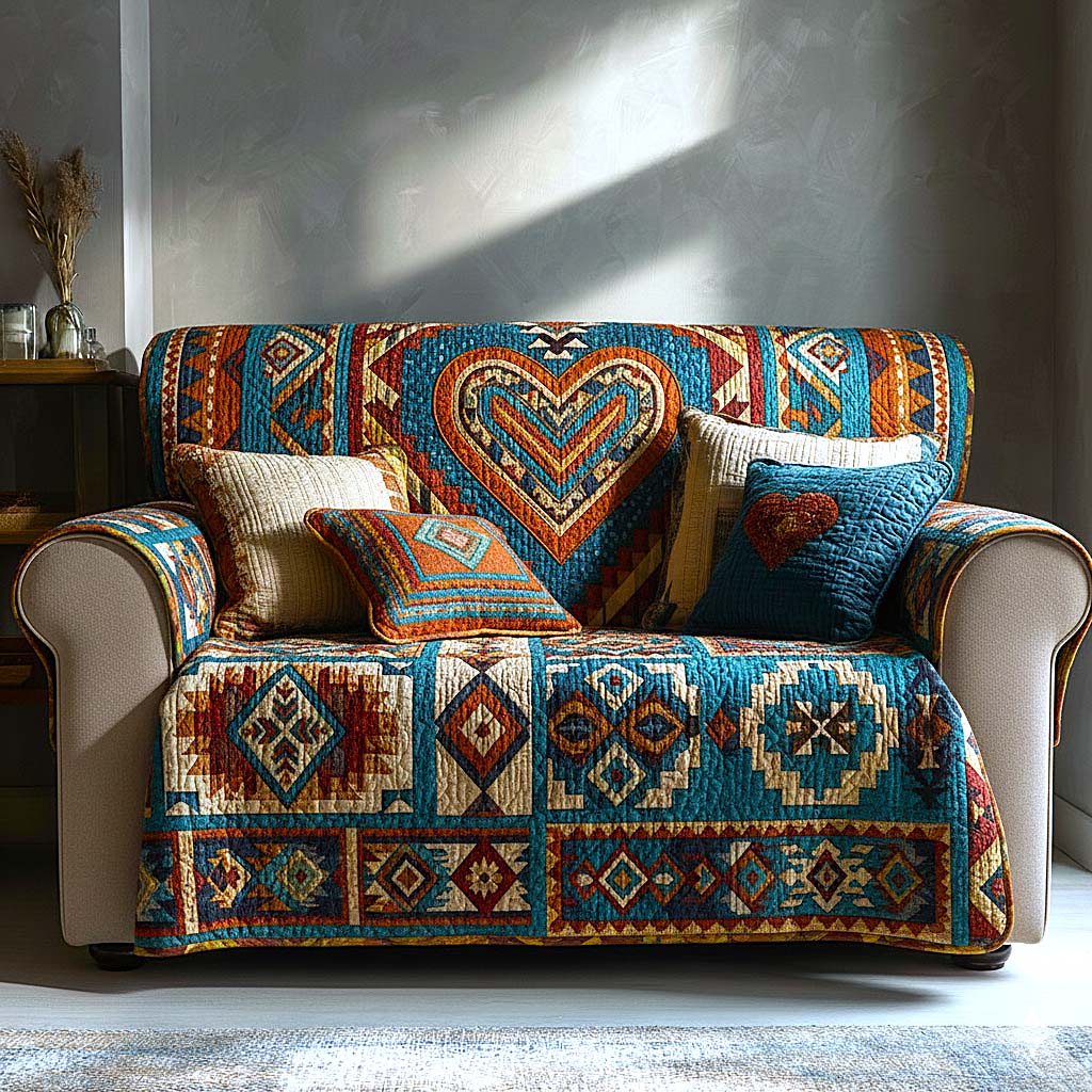 Heritage Heart Quilted Sofa Cover GFTOMA9305