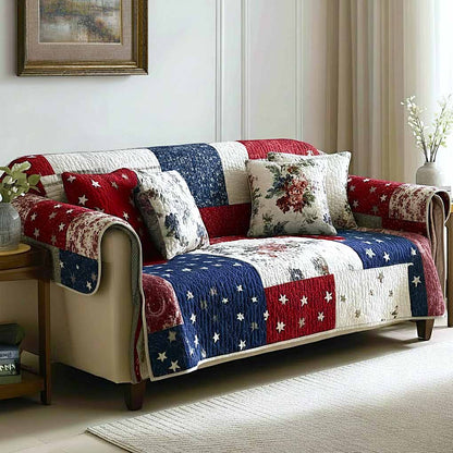 Cottage Americana Quilted Sofa Cover GFTOMA9360