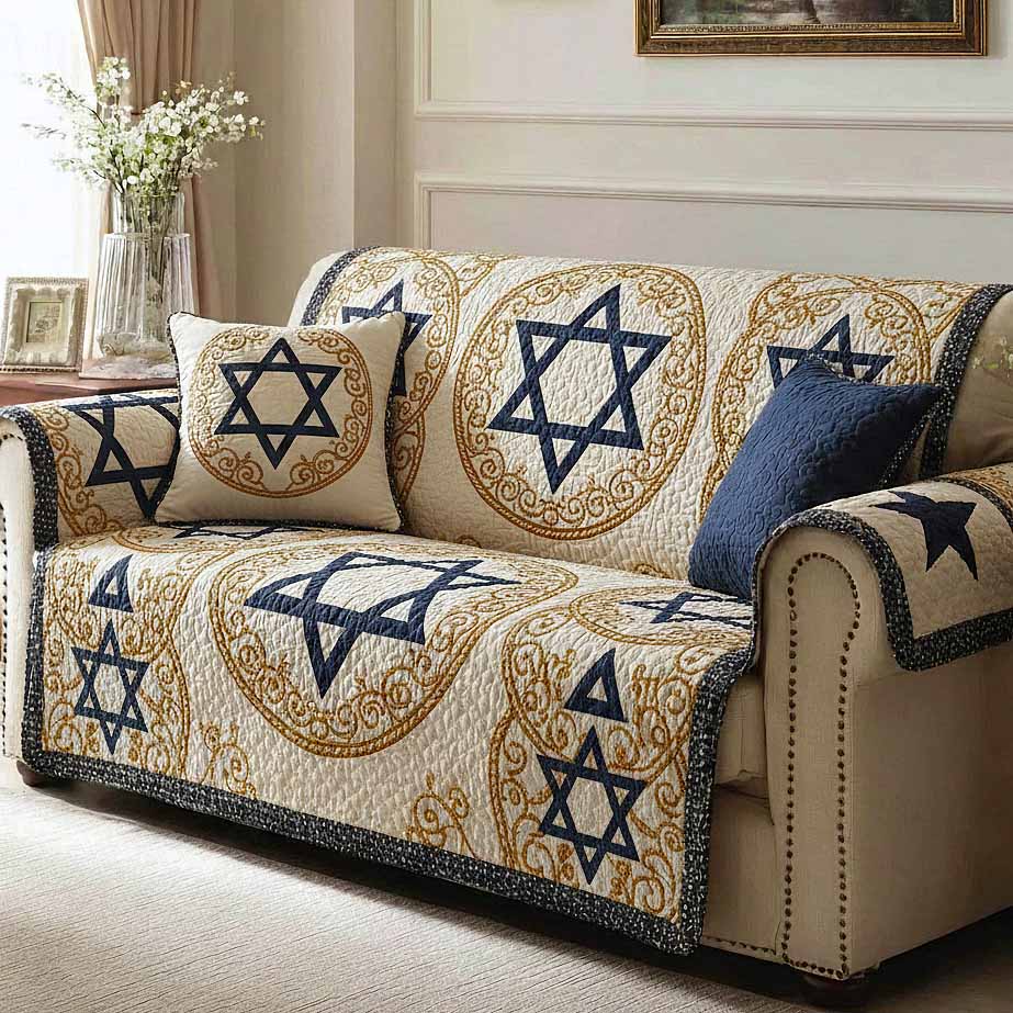 David Emblem Quilted Sofa Cover GFTOMA9366