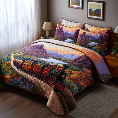 Meadow Train 3-Piece Quilted Bedding Set GFTOMA9416