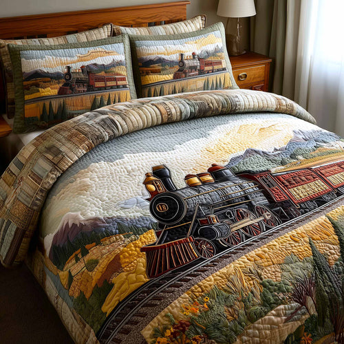 Prairie Train 3-Piece Quilted Bedding Set GFTOMA9419