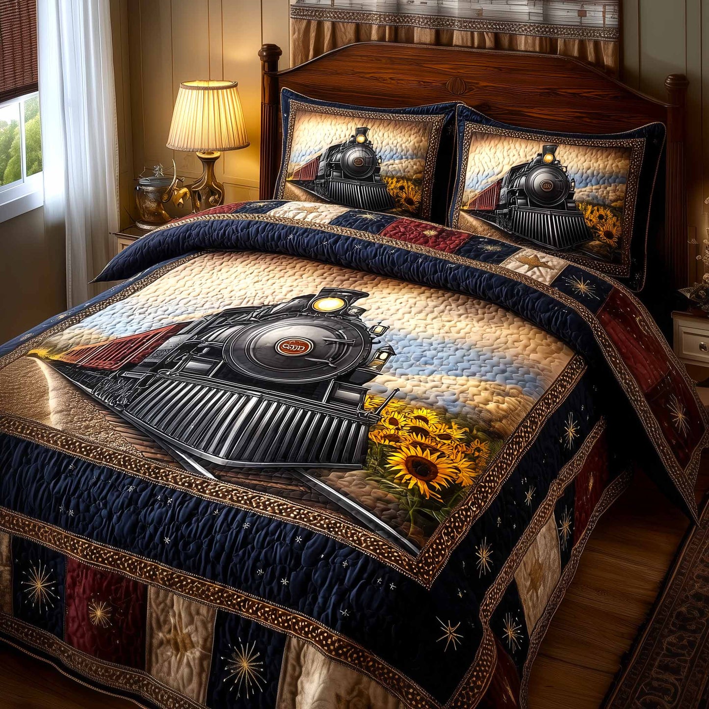 Liberty Train 3-Piece Quilted Bedding Set GFTOMA9420