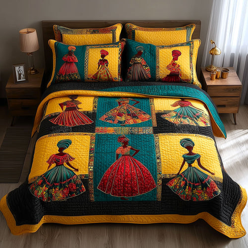 Royal Melanin 3-Piece Quilted Bedding Set GFTOMA9487