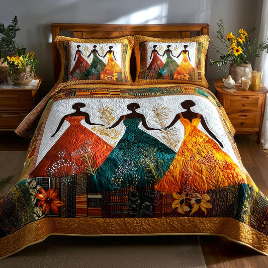 Melanin Bloom 3-Piece Quilted Bedding Set GFTOMA9488