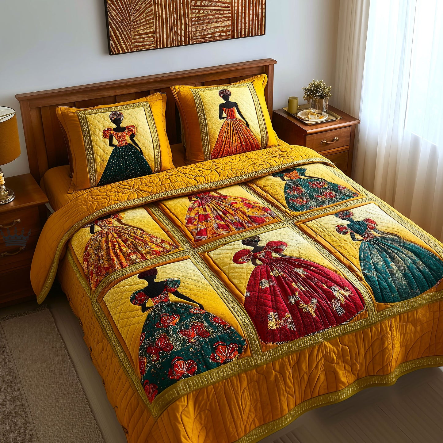 Golden Glow 3-Piece Quilted Bedding Set GFTOMA9489