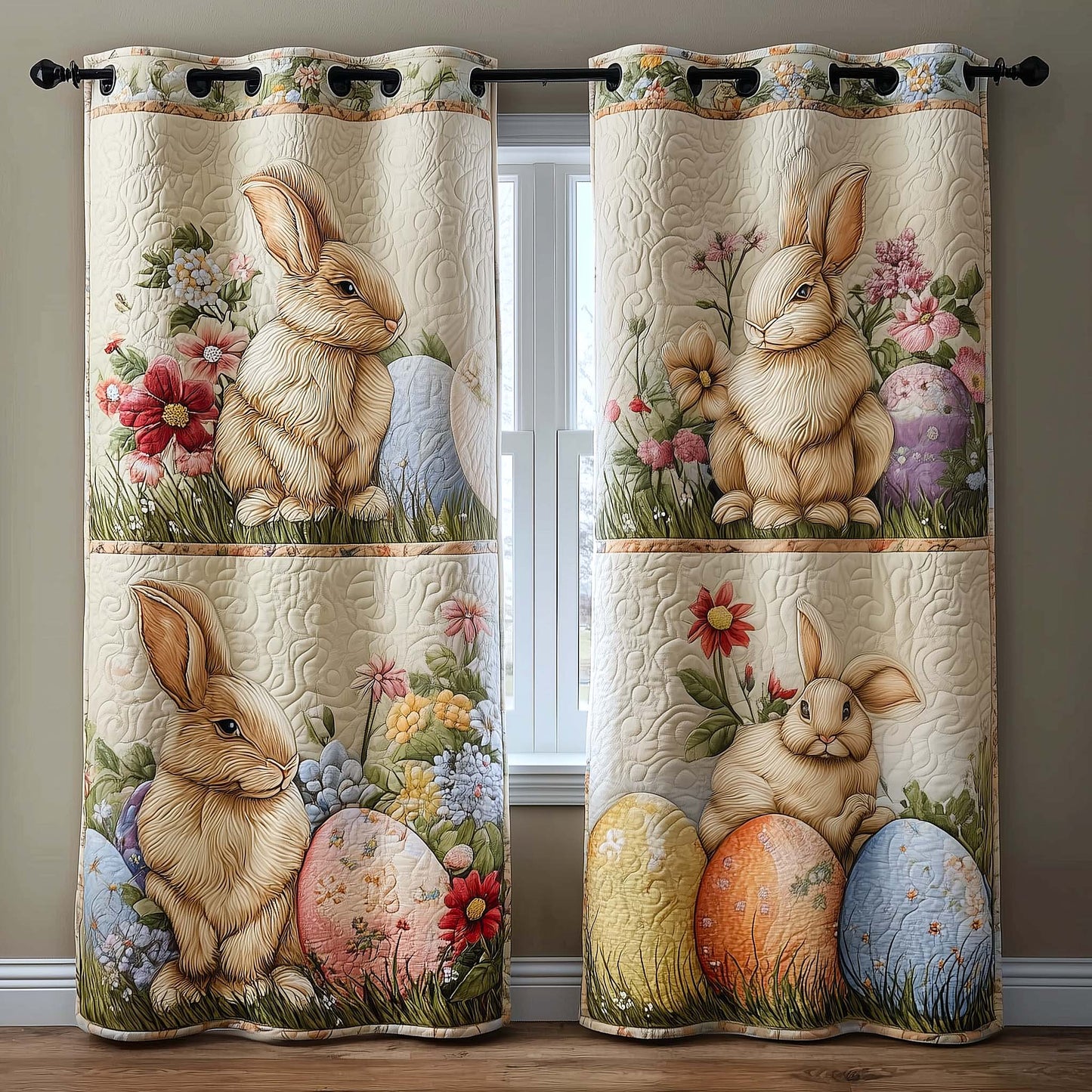 Spring Bunny Quilted Curtains GFTOMA9514