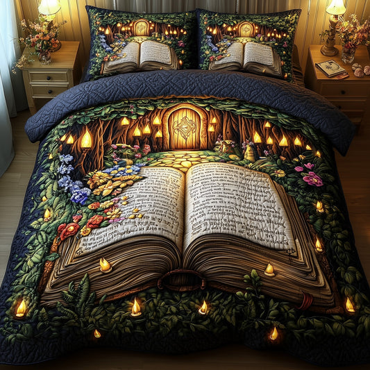Mystical Book 3-Piece Quilted Bedding Set GFTOMA958