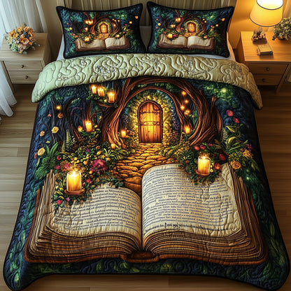 Mystical Book 3-Piece Quilted Bedding Set GFTOMA959