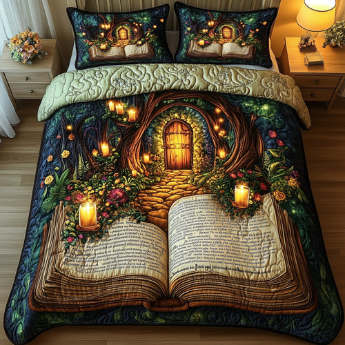 Mystical Book 3-Piece Quilted Bedding Set GFTOMA959