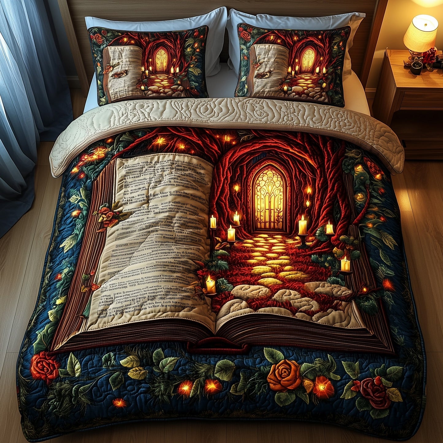 Mystical Book 3-Piece Quilted Bedding Set GFTOMA962