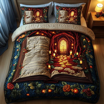 Mystical Book 3-Piece Quilted Bedding Set GFTOMA962