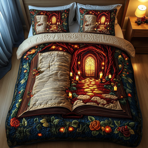 Mystical Book 3-Piece Quilted Bedding Set GFTOMA962
