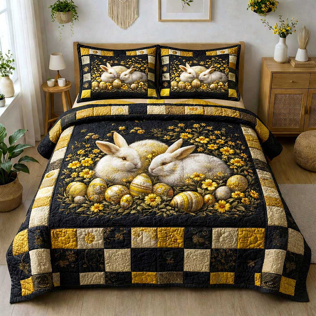 Egg Hunt 3-Piece Quilted Bedding Set GFTOMA9631