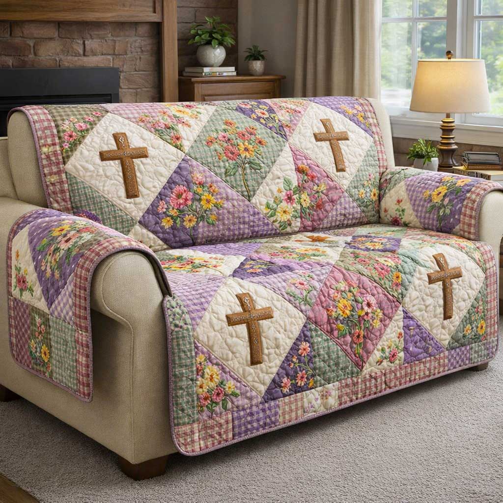 Faith Meadow Quilted Sofa Cover GFTOMA9678